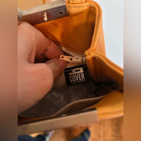 Olbrish Cover B Handmade Leather Triangle Crossbody Camel Bag Made in Germany - Picture 10 of 17